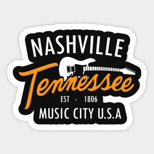 Nashville TN, Guitar Tee, Country Music, Music City USA Sticker